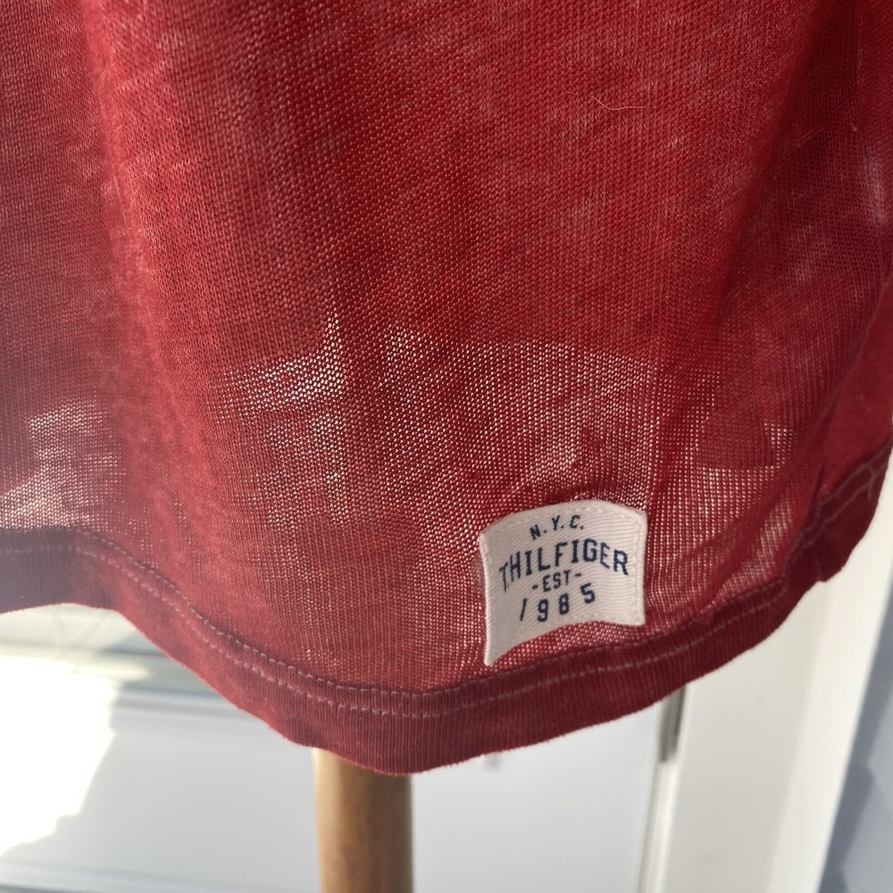 Tommy Hilfiger 1985 New York Men XL Shirt T-shirt Short Sleeve Red Knit Pullover - Picture 7 of 12